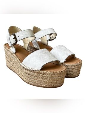 SOLUDOS White Leather Platform Espadrille Sandals